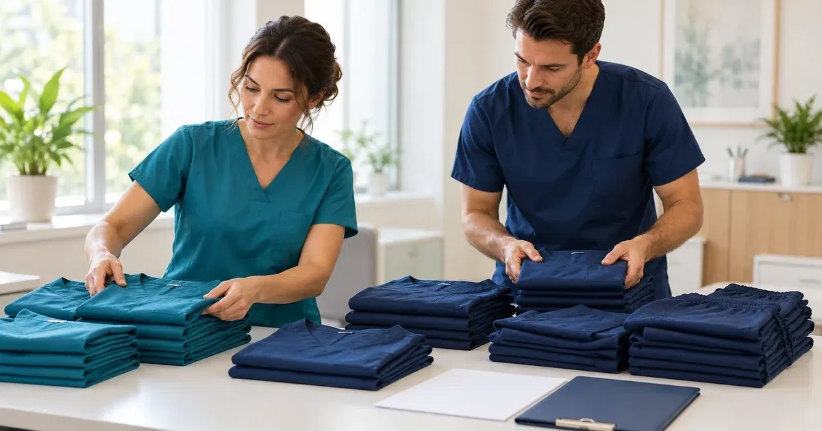 Healthcare uniforms for clinics and care teams in Ireland — Prepare the order with clear quantities