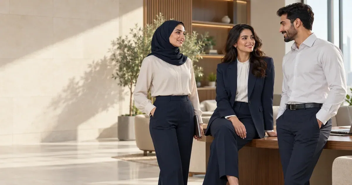 Corporate Uniform Design in Oman for Women and Men — A Coordinated Look for Every Role