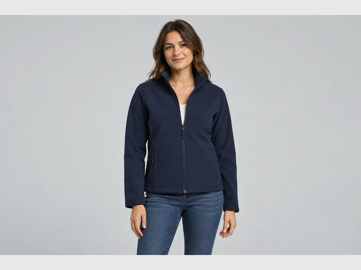 Person wearing custom Softshell Jackets.