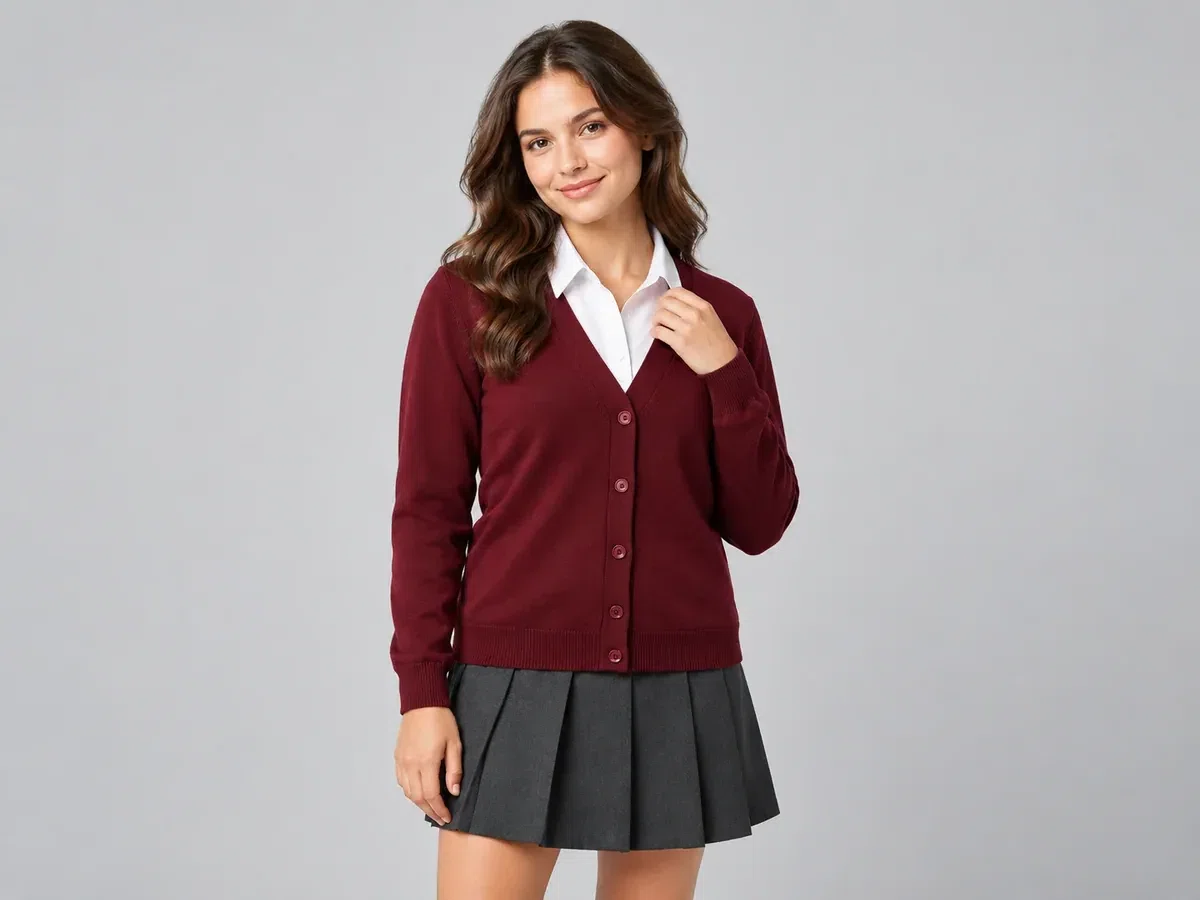 Person wearing custom Cardigans.