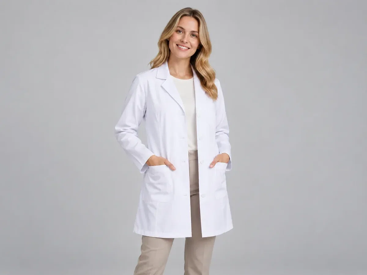 Person wearing custom Teacher Lab Coat.
