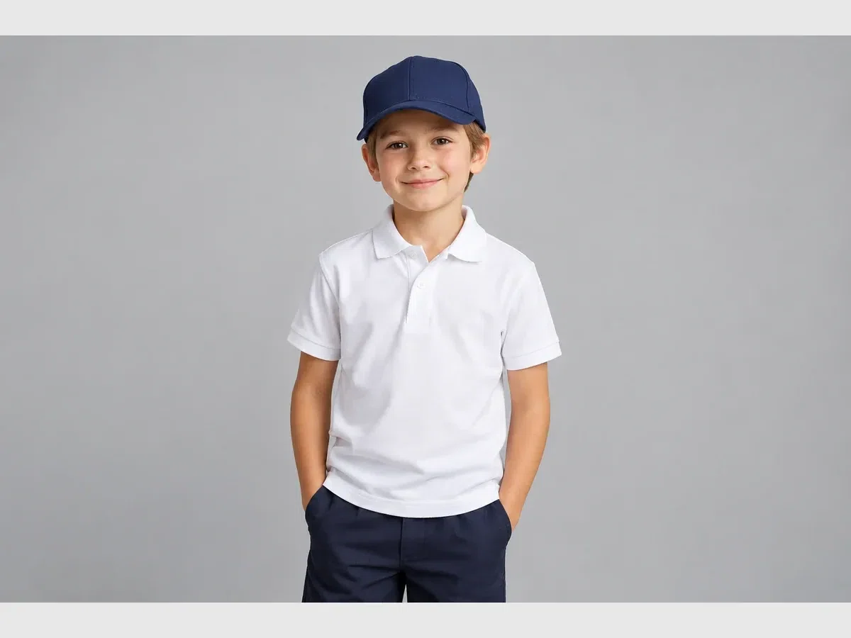 Person wearing custom Embroidered School Caps.