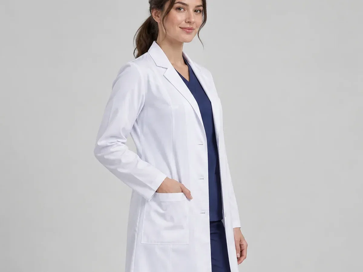 Person wearing custom Lab Coats.