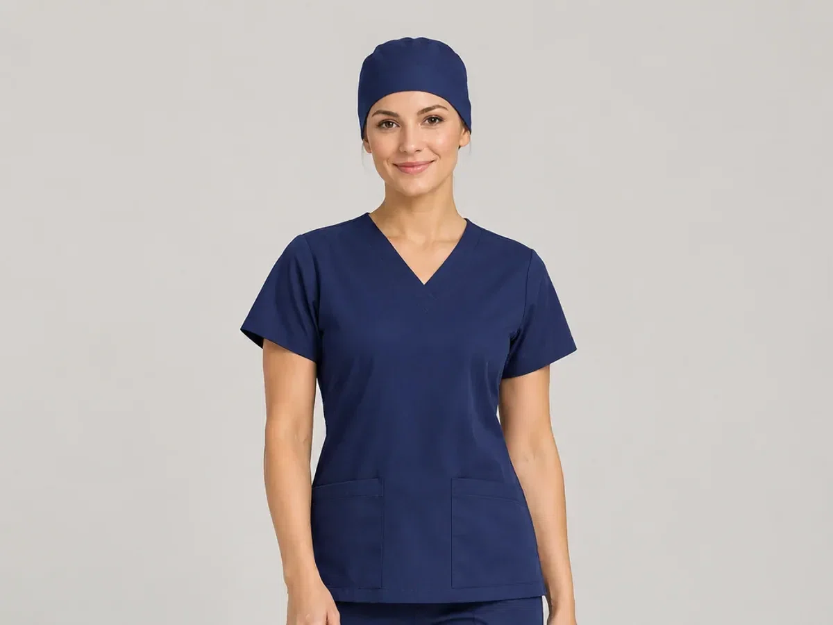 Person wearing custom Surgical Caps.