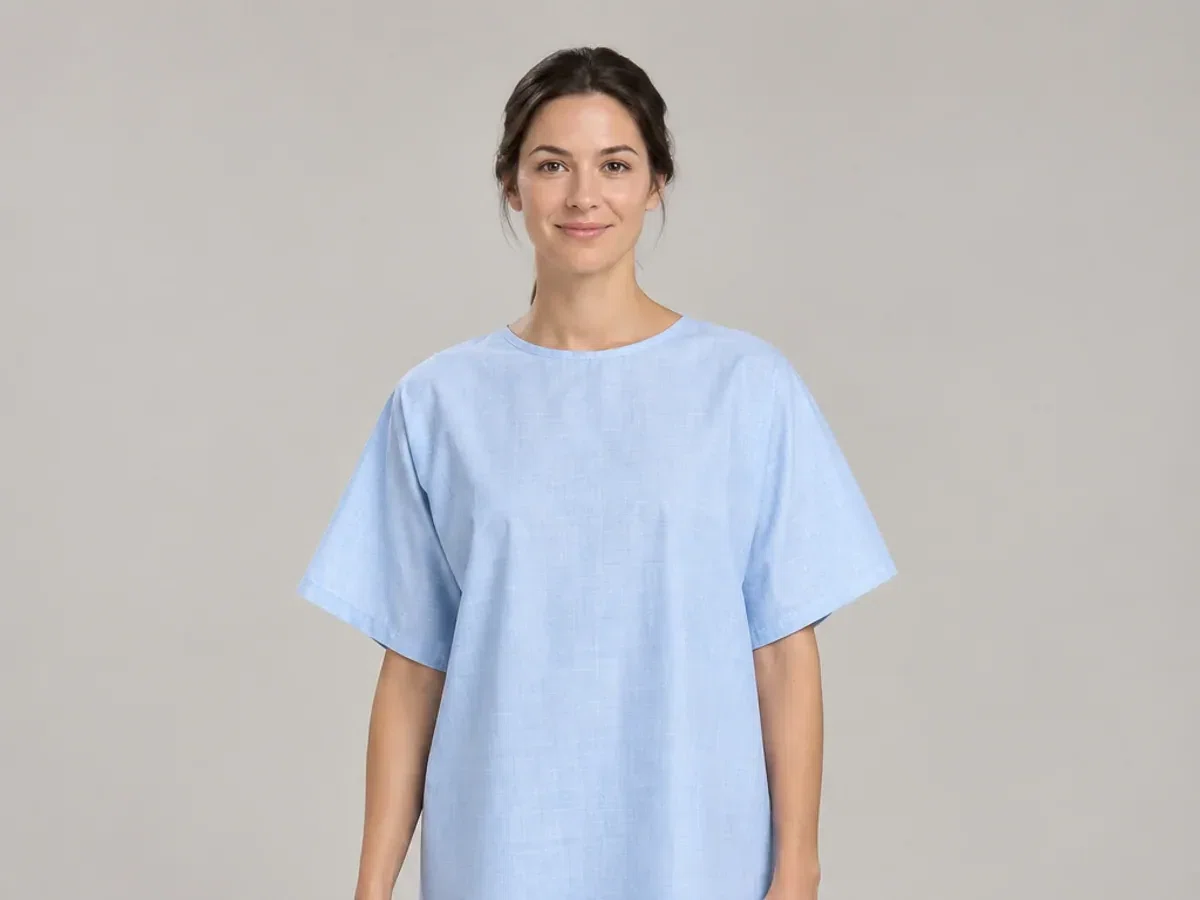 Person wearing custom Patient Gowns.