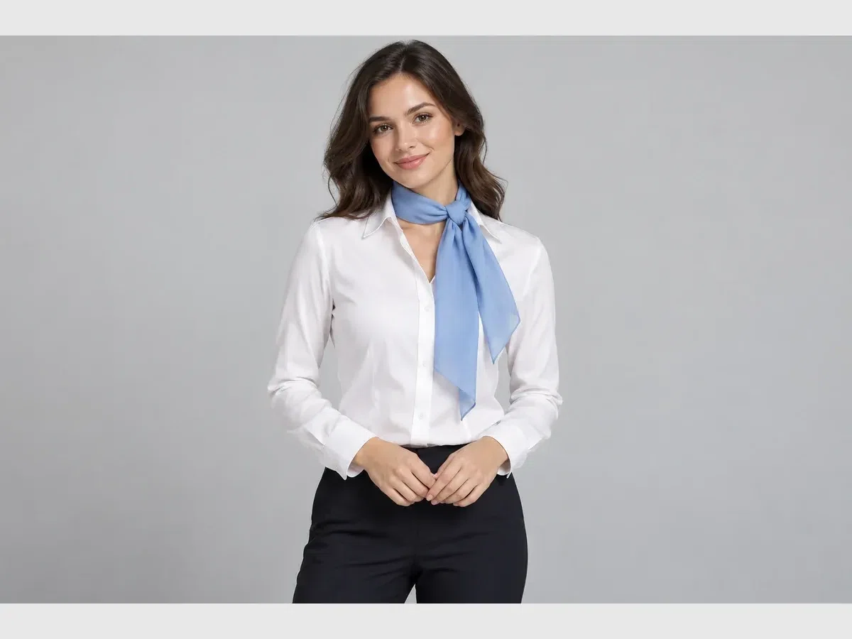 Person wearing custom Neck Scarves.