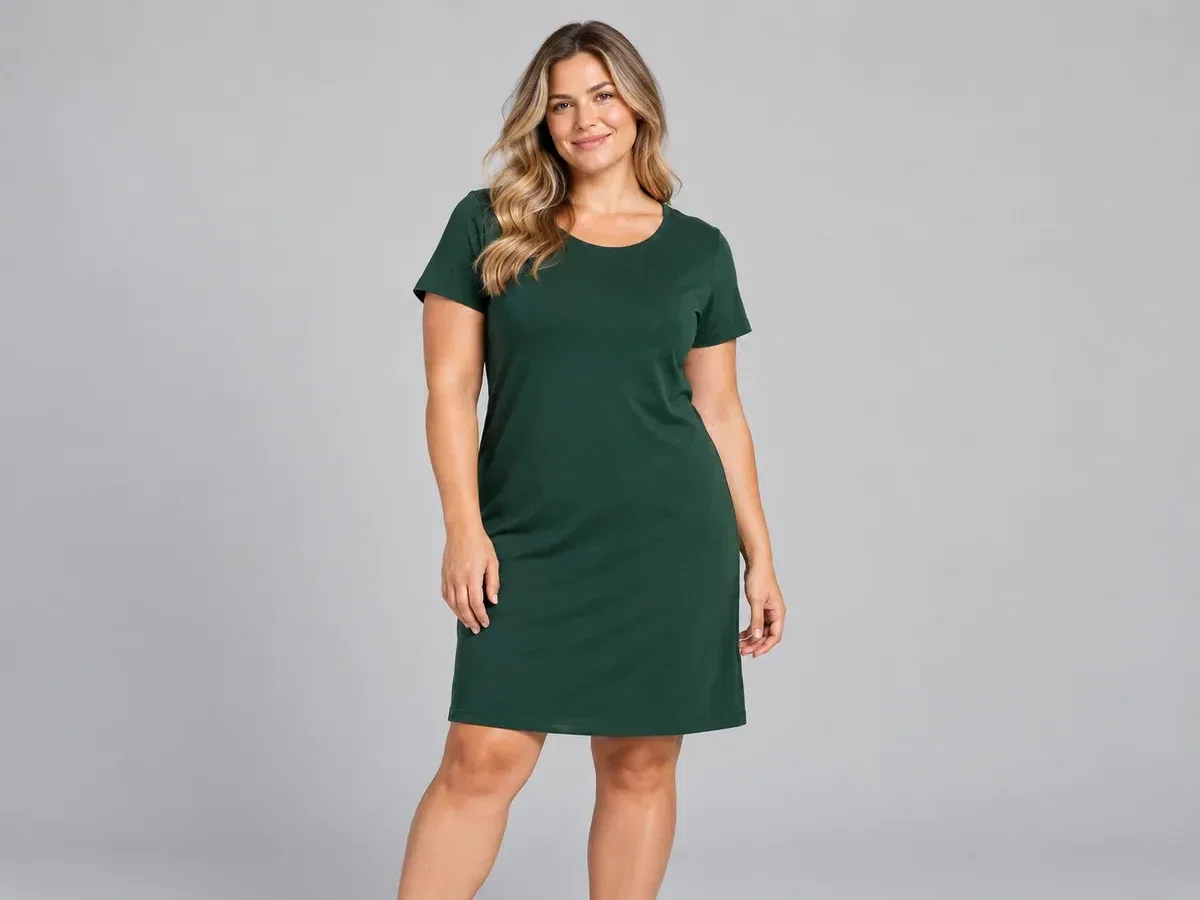 Person wearing custom Jersey Dresses.