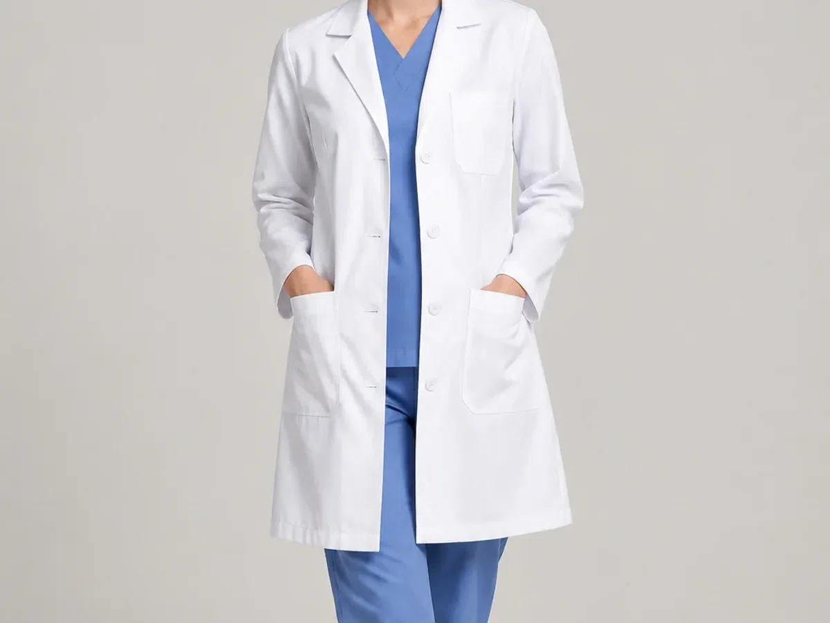 Person wearing custom Lab Coats.