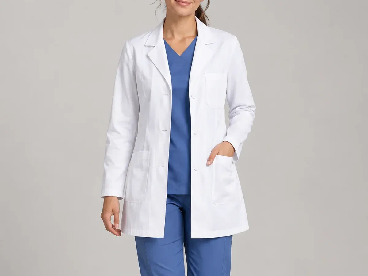 Person wearing custom Medical Jackets.