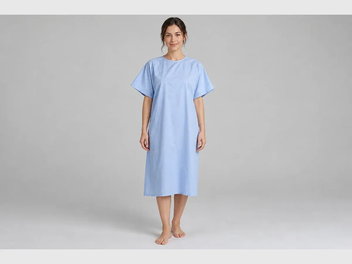 Person wearing custom Patient Gowns.