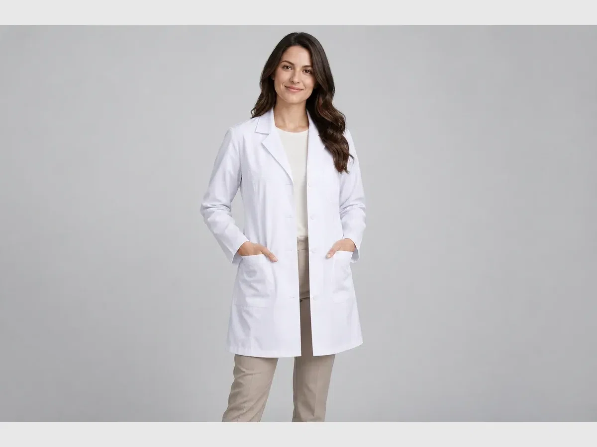 Person wearing custom Teacher Lab Coat.