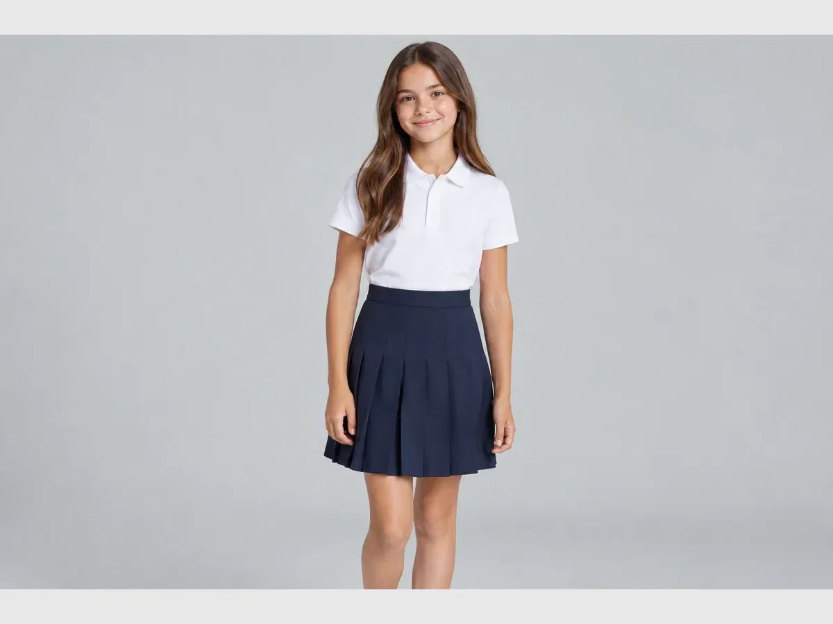 Person wearing custom School Uniform Skirts.