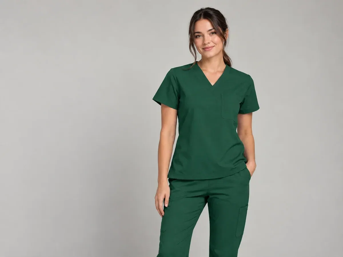 Person wearing hospital Logo Embroidery.