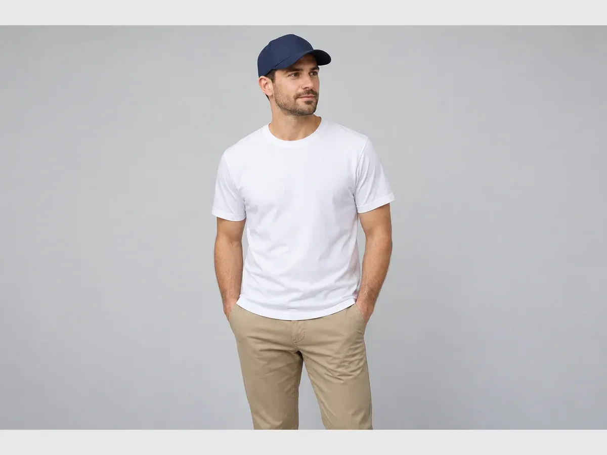 Person wearing custom Caps.