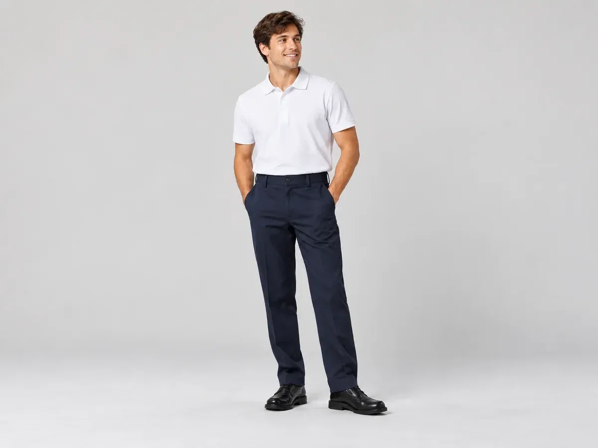 Person wearing custom School Pants.