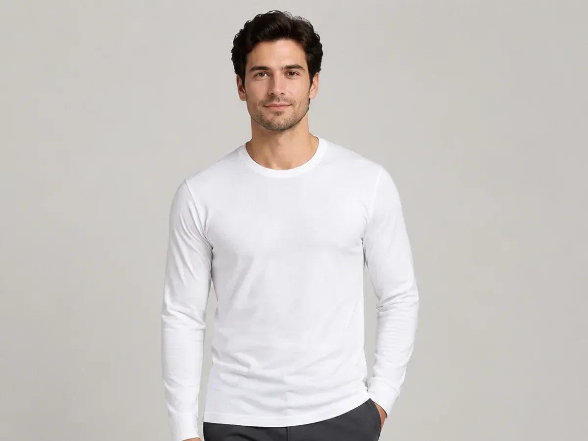 Person wearing custom Long Sleeve Undershirts.