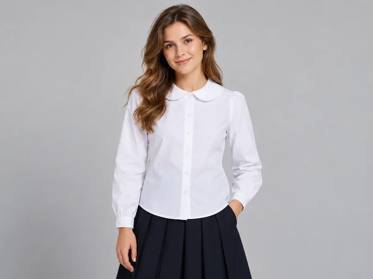 Person wearing custom Peter Pan Collar Blouses.