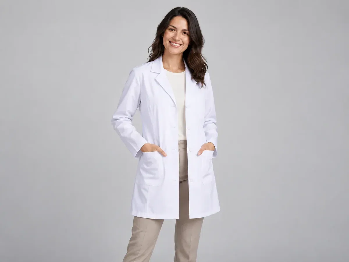 Person wearing custom Teacher Lab Coat.
