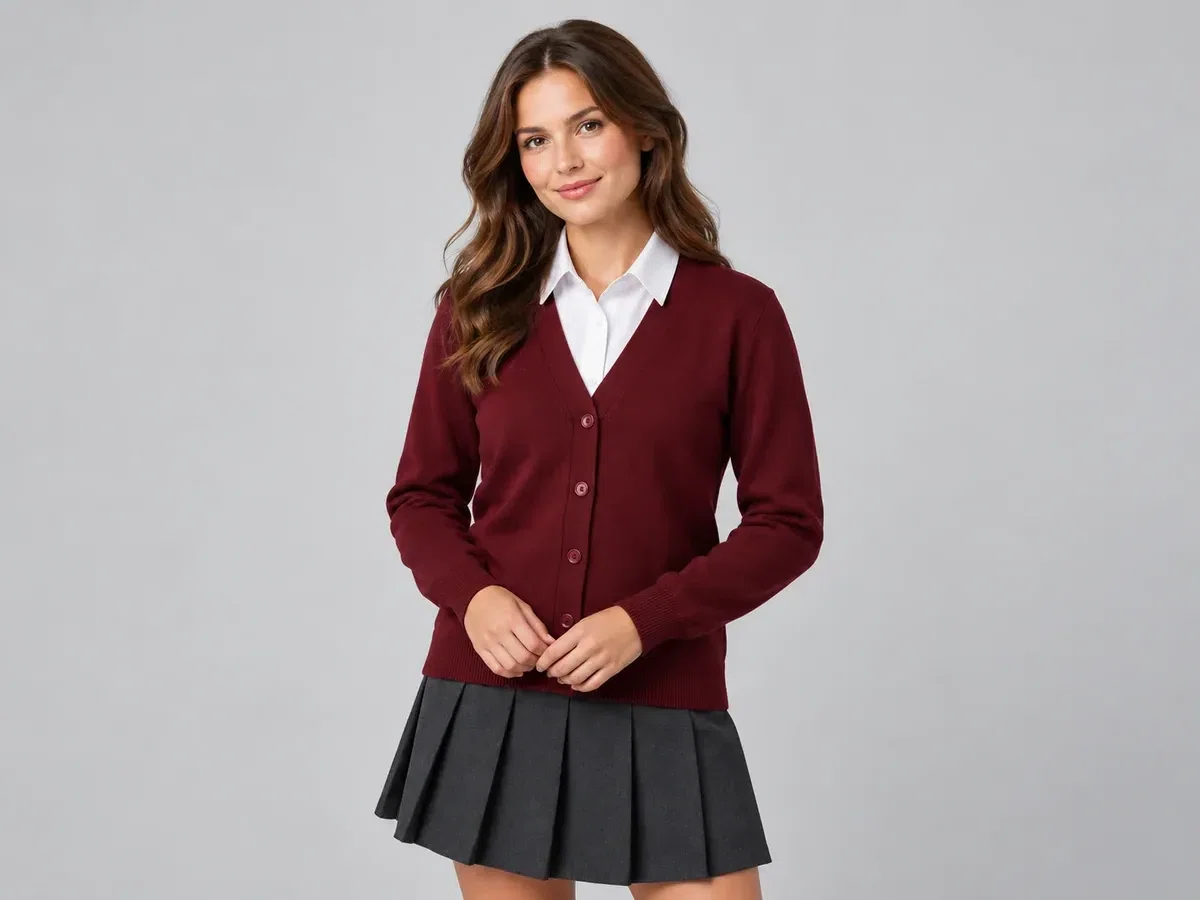 Person wearing custom Cardigans.
