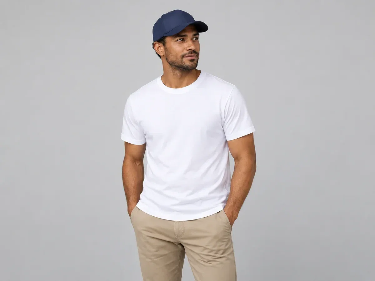 Person wearing custom Caps.