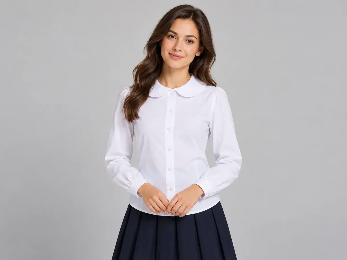 Person wearing custom Peter Pan Collar Blouses.