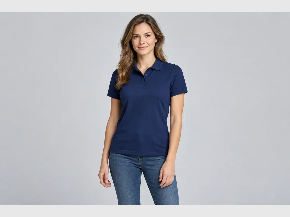 Person wearing custom Embroidered Polo Shirts.